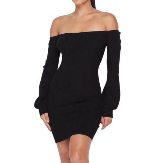 Bishop Sleeve Dress-Black
