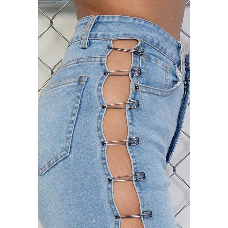 Peek-a-boo Denim Biker Shorts