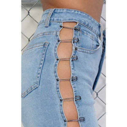 Peek-a-boo Denim Biker Shorts