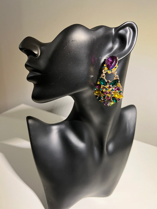 Purple Flower Drop Earrings