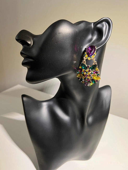 Purple Flower Drop Earrings