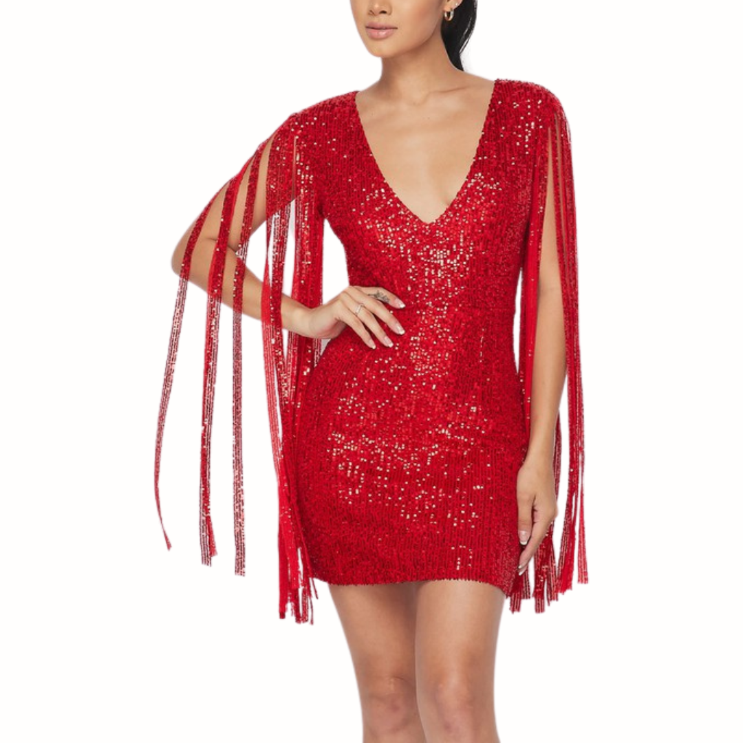Bella Sequence Dress- Red